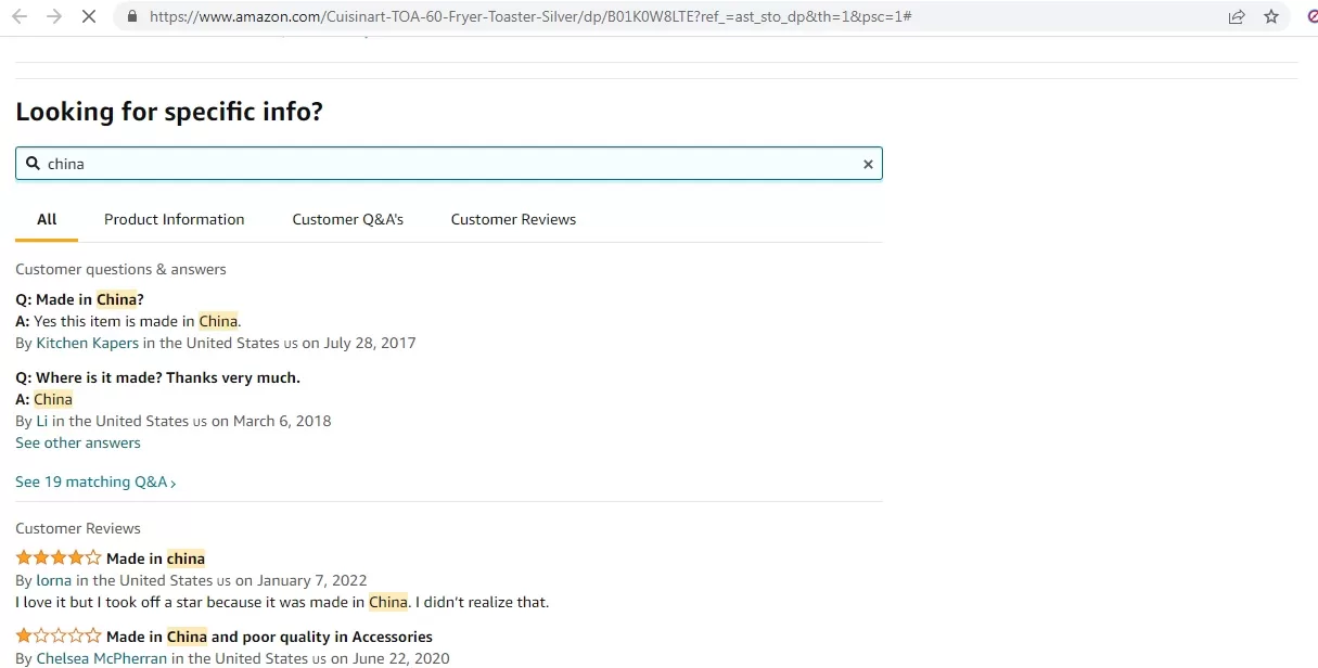 Cuisinart toaster oven TOA 60 - made in China