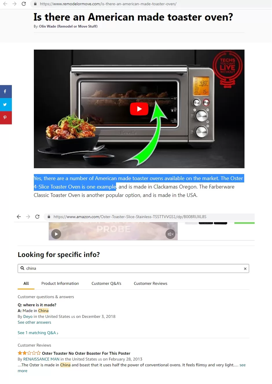 Toaster ovens NOT made in China