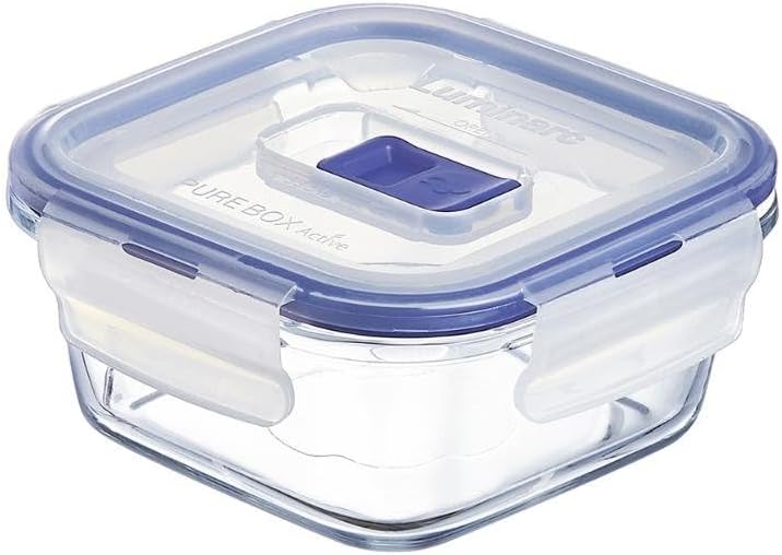 Luminarc Pure Box Active Glass Food Storage Container with Sliding Vent Lid - 380ml Square
