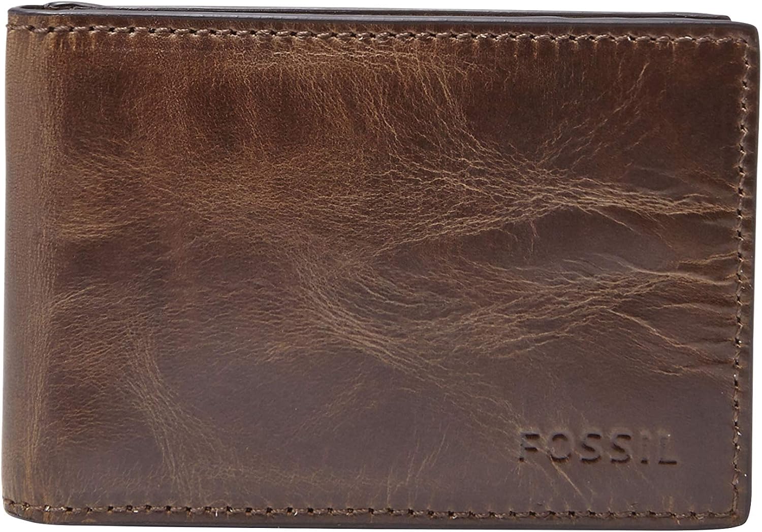 Fossil Derrick Leather RFID-Blocking Bifold Wallet with Flip ID