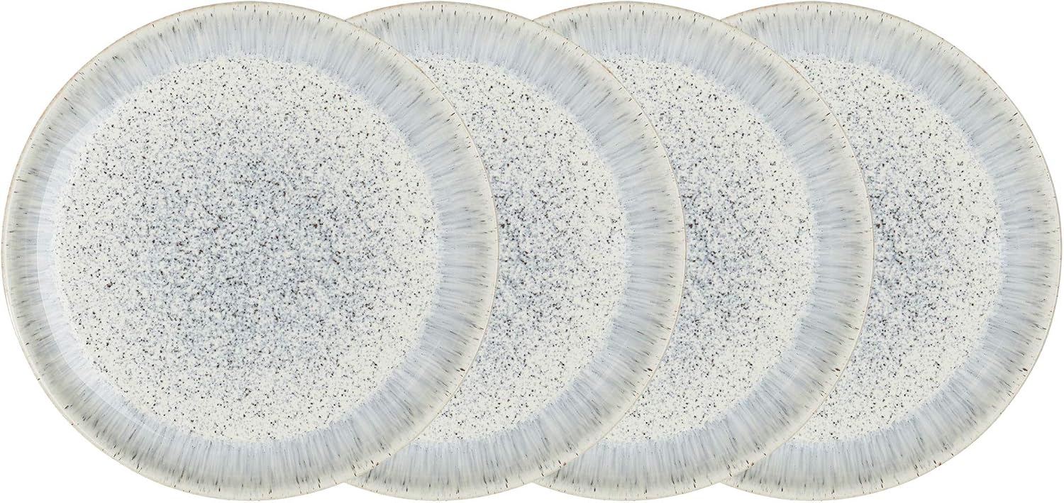 Denby Halo Speckle Handcrafted Stoneware Coupe Dinner Plate Set