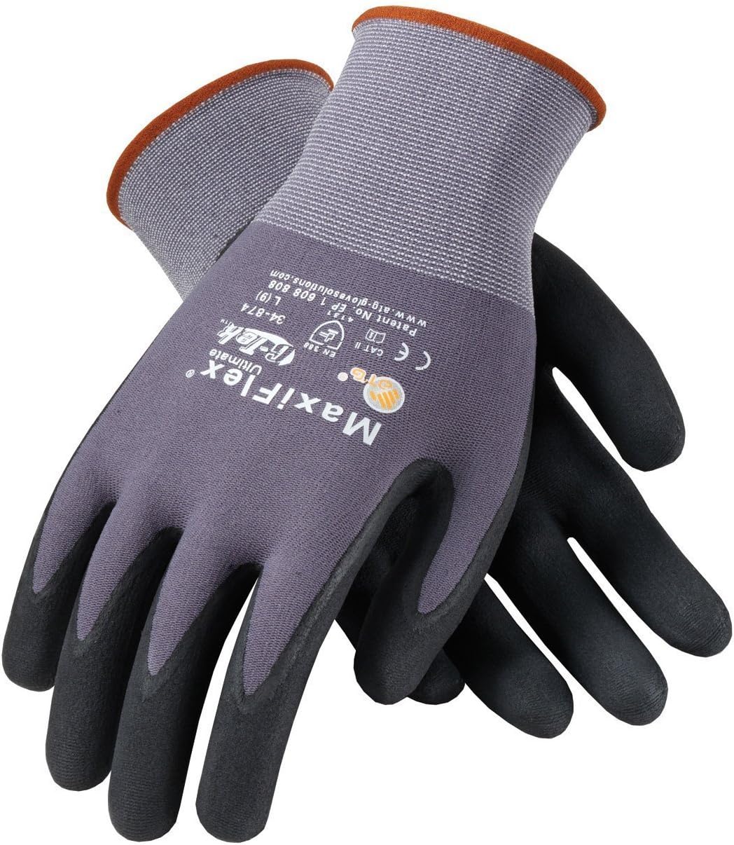 MaxiFlex Ultimate 34-874 Breathable Nitrile Palm-Dipped Work Gloves